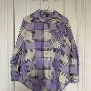 Justify Purple and Cream Plaid Button Down Shirt